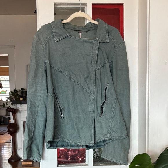 Free People Linen Moto Jacket - Picture 1 of 5